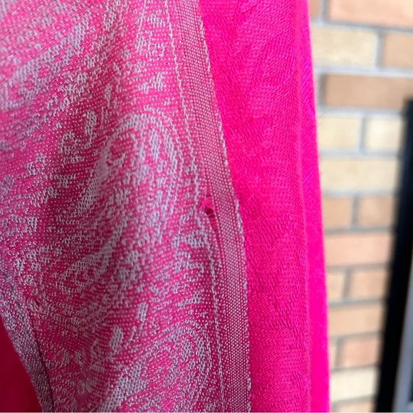 Cashmere Boho Pink Paisley Printed Scarf Wrap Shawl Fringe 70x23” READ - Picture 8 of 9
